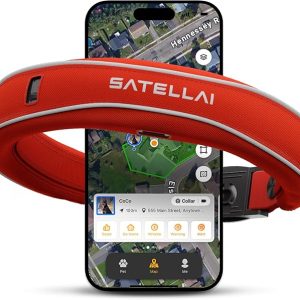 SATELLAI GPS Dog Collar- The Most Advanced GPS Wireless Dog Fence Collar with Al Analysis, Precise Positioning, 5-Day Battery, and lP68 Waterproof, for Medium & Large Dogs, Red