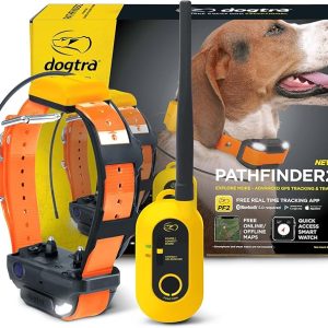 Dogtra Pathfinder 2 GPS Dog Tracker e Collar 9 Mile Long Range LED Light No Monthly fees Free App Waterproof Smartwatch Control Satellite Real Time Tracking Multiple Dogs Smartphone Required