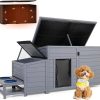 COZIWOW 59" Extra Large Insulated Outdoor Dog House with Removable Thermal Liner & 2 Slow Feed Bowls, Weatherproof Wooden Shelter for...