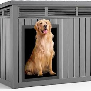 DRATO Dog House for Both Indoor and Outdoor with Weatherproof Roof Removable Floors for Medium to Large Dogs Interior Space (Gray, Large (42.87 *...