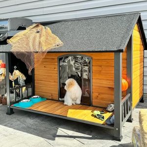 Extra Large Dog House Outdoor for Large Breed Dogs, Insulated Dog Kennel Outside, Weatherproof, Metal Frame Dog Shelter with Elevated Floor and...