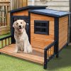 Indoor Outdoor Dog House,Wood Warm Pets Home,Insulated Weatherproof Outside Shelter with Elevated Floor,Easy to Assemble(39.3" L x 37.5" W x 30" H)