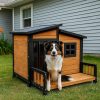 Large Outdoor Indoor Wooden Dog House for Small Large Dog Kennel Wood Sturdy Pet Puppy Warm Home with Durable Weatherproof Asphalt Roof Insulated...