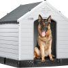 LEMBERI Durable Waterproof Plastic Dog House for Small to Large Sized Dogs, Indoor Outdoor Doghouse Puppy Shelter with Elevated Floor, Easy to...