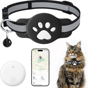 Smart Pet Tracker Collar for Cat - Pet Location Tracker with Holder, No Monthly Fee, Compatible with Apple Airtag Find My (iOS Only), Anti-Lost...