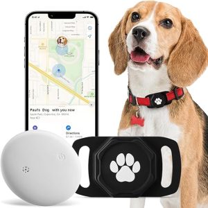 Smart Pet Tracker for Collar - Dog Trackers Pet Location Tracker with Holder, No Monthly Fee, Compatible with Apple Airtag Find My (iOS Only),...